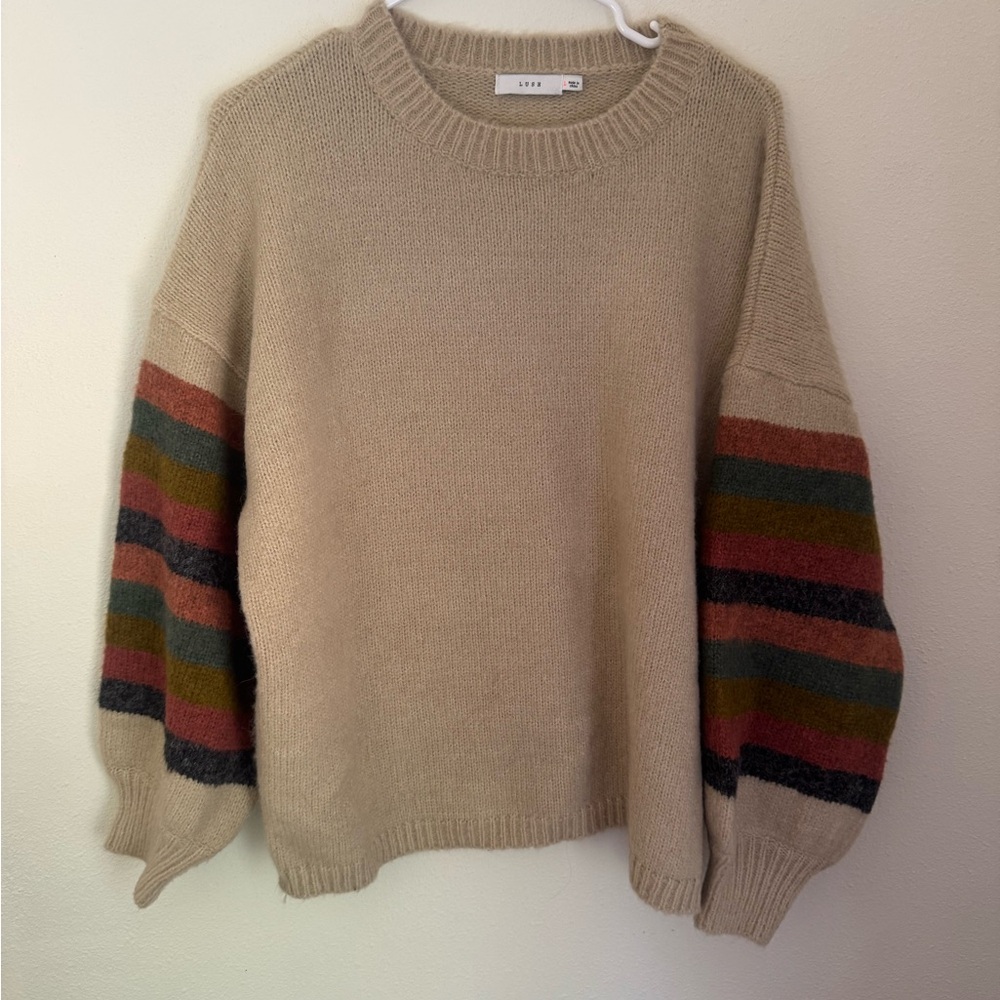 Lush Beige Multicolor Striped Women's Sweater‎